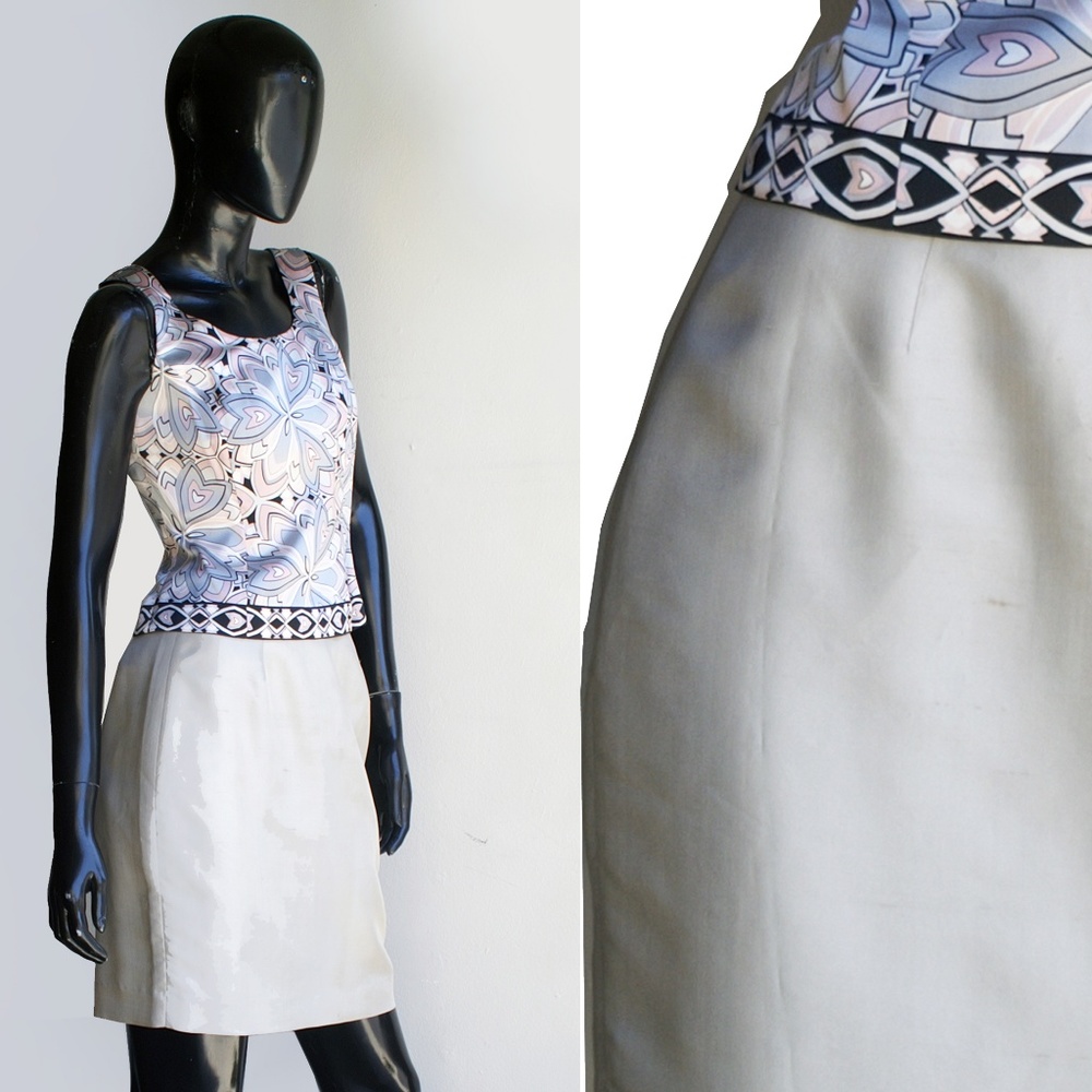 Silver Gray Silk Skirt by Ann Mali Size  6